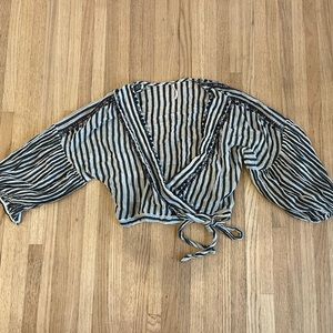 Free People stripped wrap crop top.